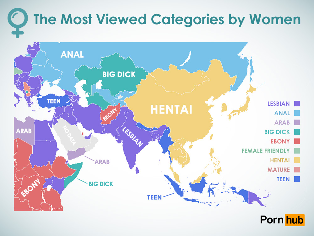 Categorias mais vistas por mulheres na Ásia - PornHub Insights